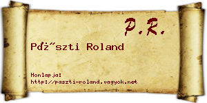 Pászti Roland névjegykártya